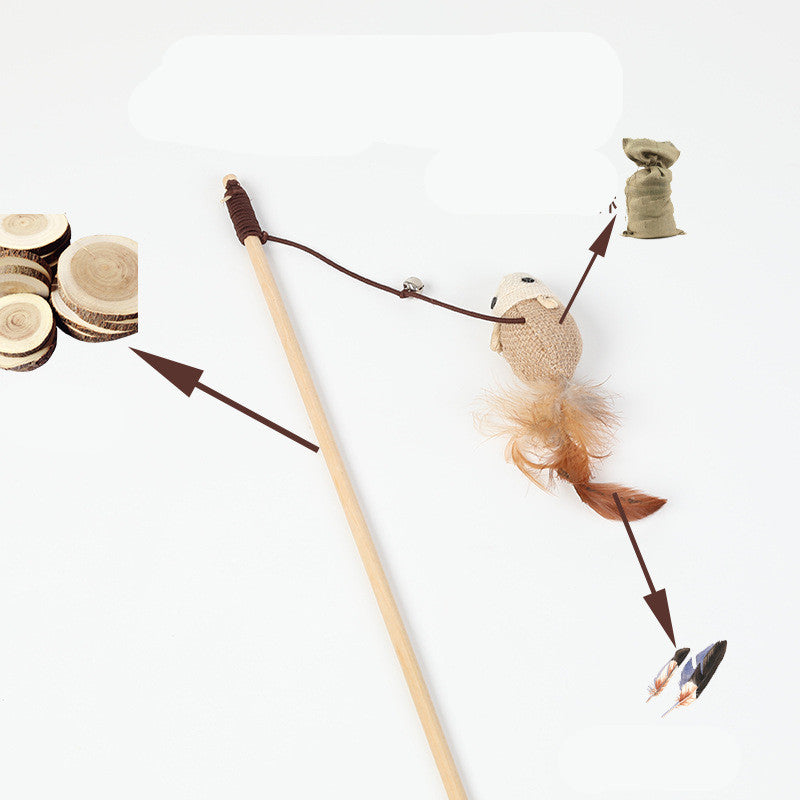 Interactive Eco-Friendly Cat Teaser Wand (Durable Hemp Rope & Wood)
