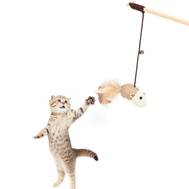 Interactive Eco-Friendly Cat Teaser Wand (Durable Hemp Rope & Wood)