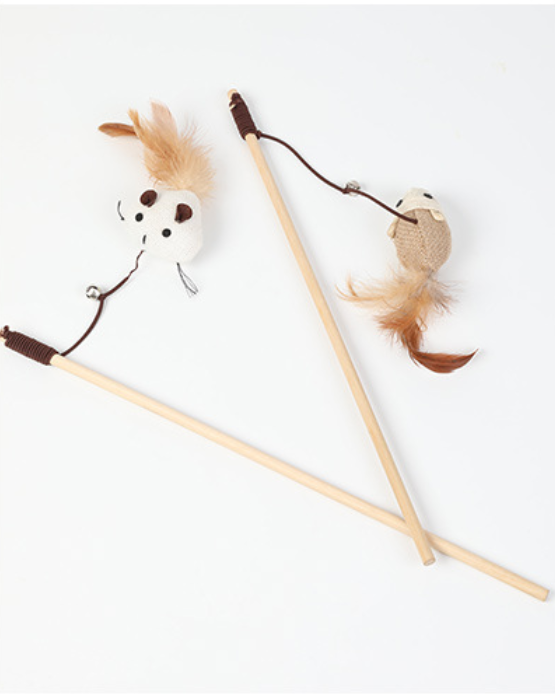 Interactive Eco-Friendly Cat Teaser Wand (Durable Hemp Rope & Wood)