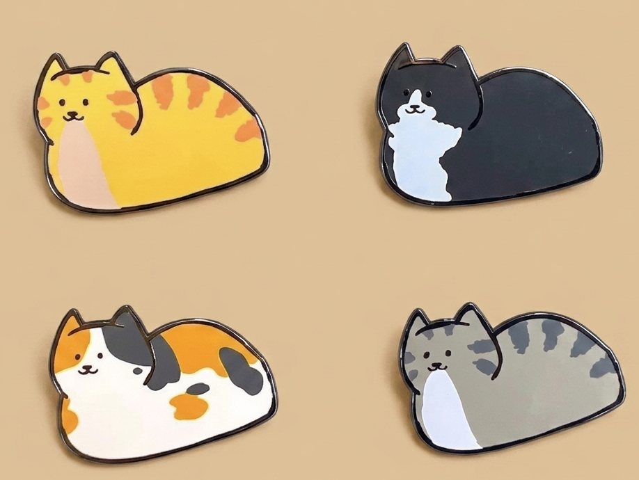 Cat Loaf Piece UV-Printed Enamel Badges