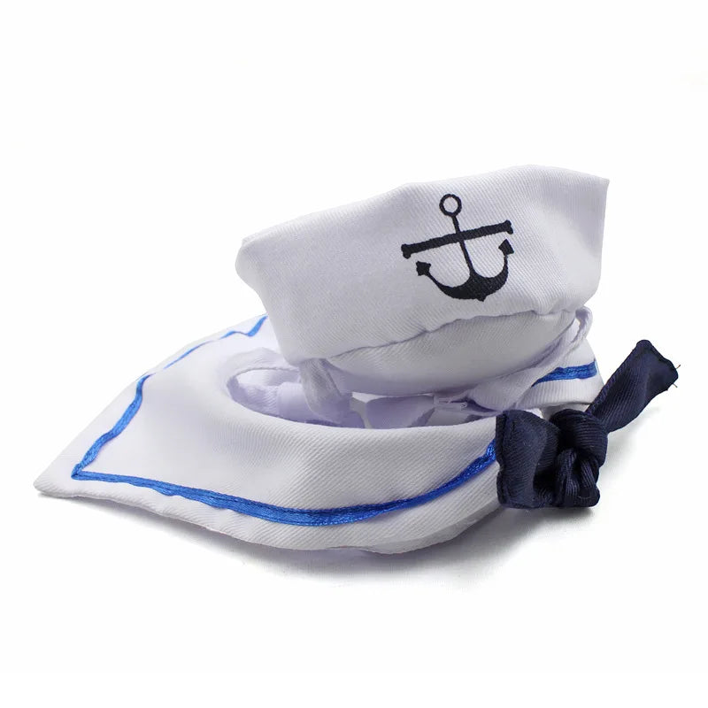 Nautical Navy Sailor Cat Cosplay Costume - Cute Two-Piece Pet Apparel Set
