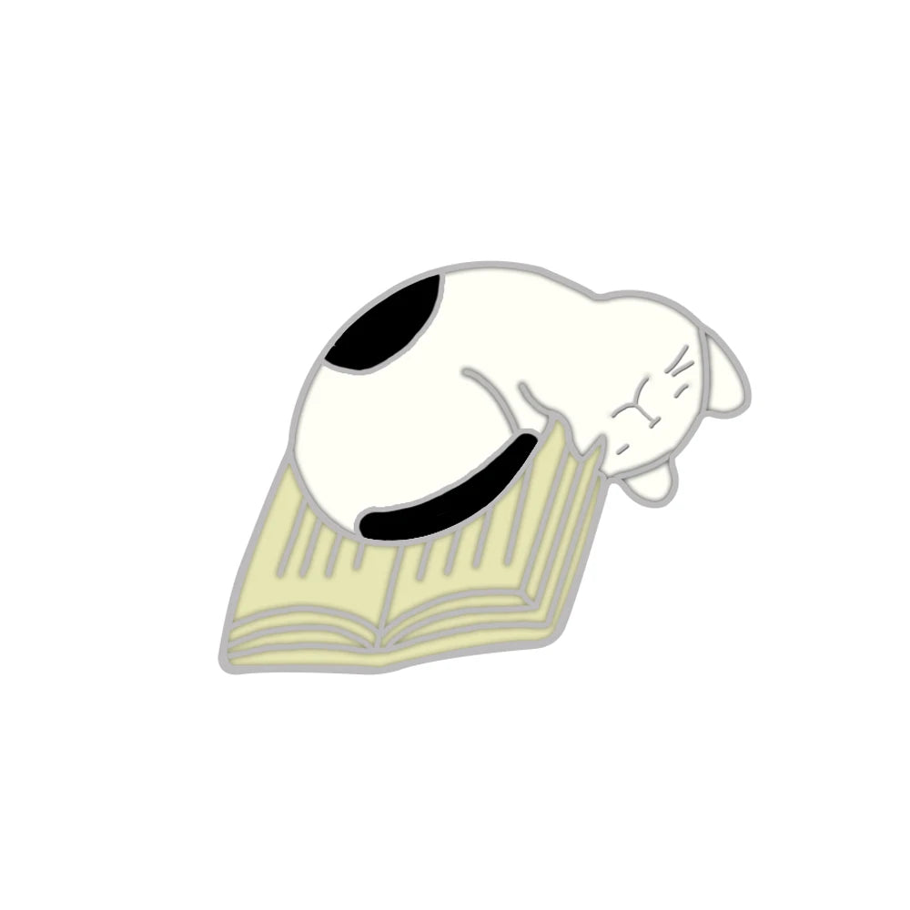 Edgy, Cute, Rebel, Punk Black-White Cat with Knife Enamel Pin