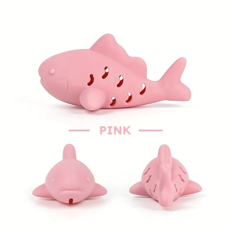 Interactive Silicone Fish Treat-Dispensing Chew Toy