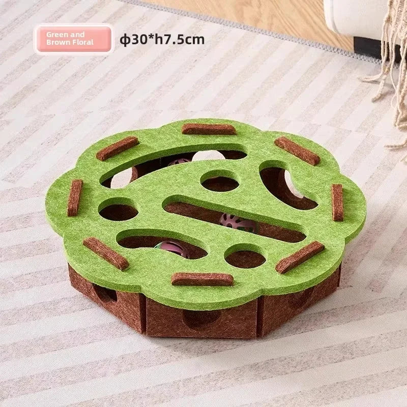 Interactive Felt Cat Puzzle Box & Ball Launcher Activity Game