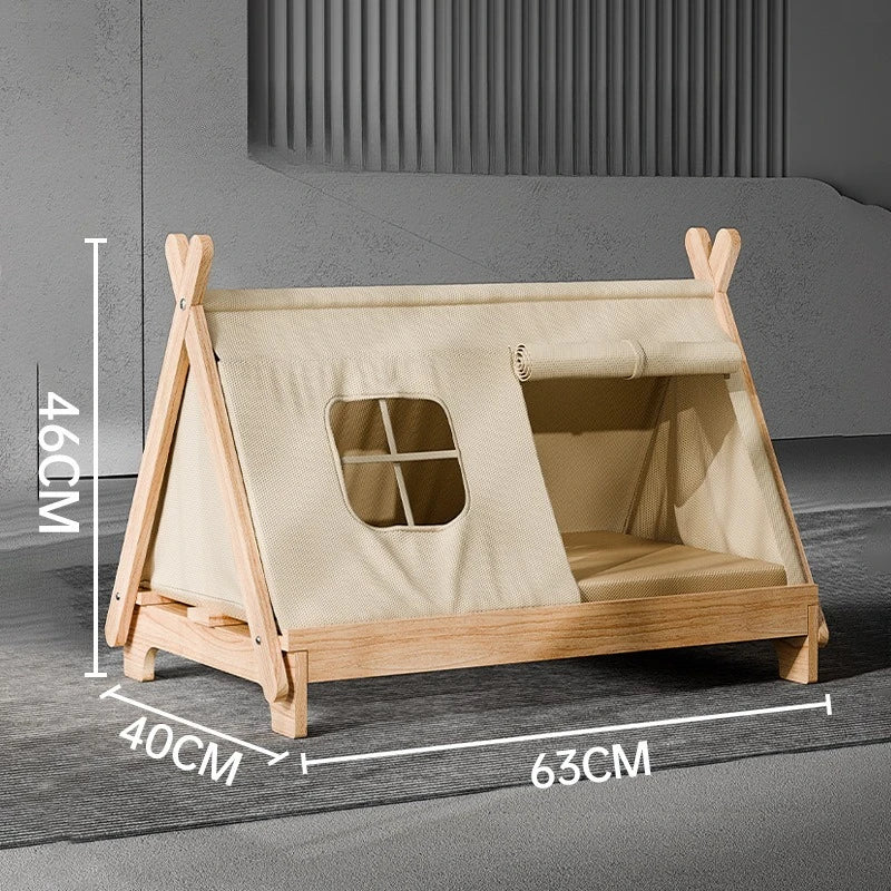 The Sanctuary Elevated Solid Wood Cat Tent Bed