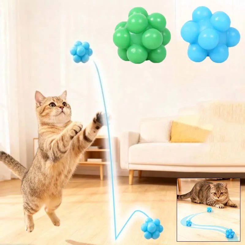 High-Elasticity Silicone Cat Chew Ball | Interactive Bouncy Chase & Dental Teeth Cleaning Toy