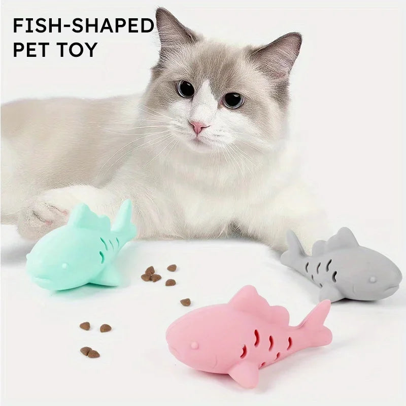 Interactive Silicone Fish Treat-Dispensing Chew Toy