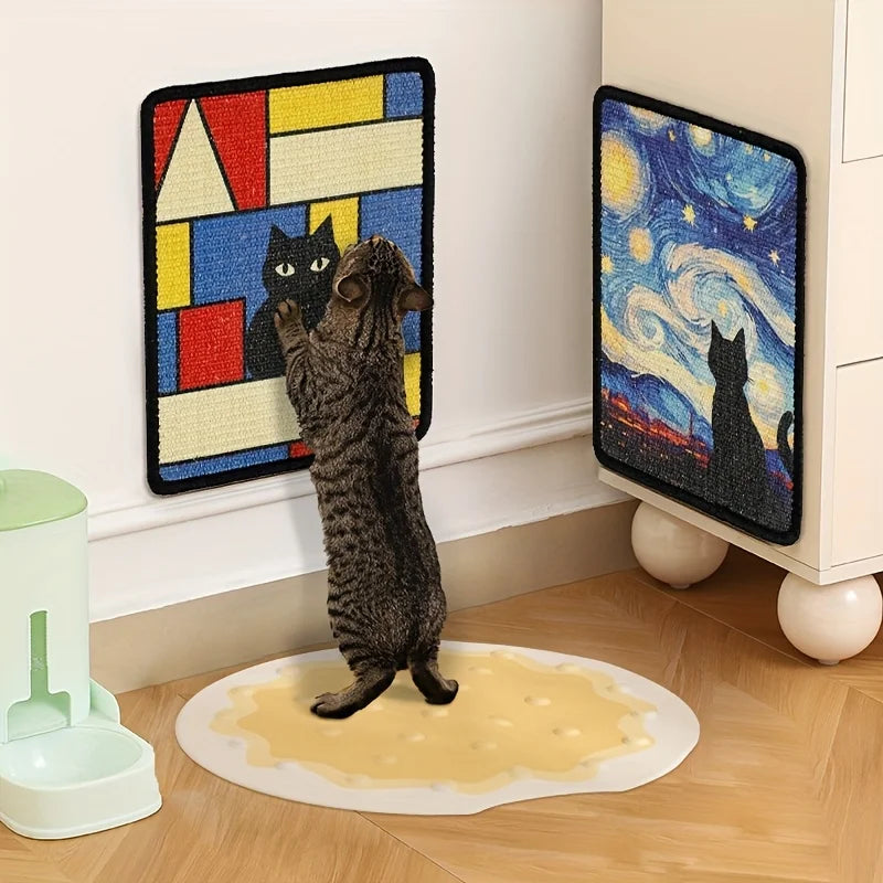 Minimalist Wall-Mounted Cat Scratching Mat | Space-Saving Soft Fabric Clawing Pad