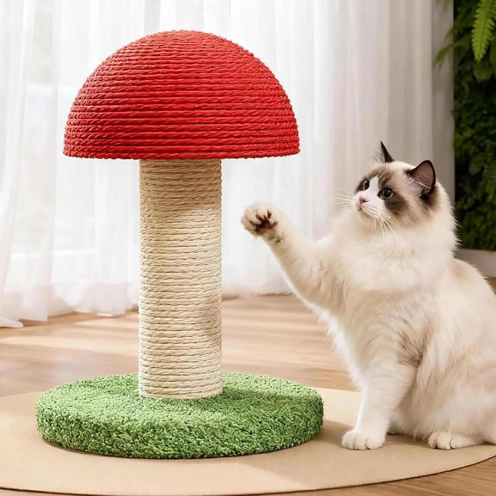 Mushroom Castle Mini Cat Scratching Post | Modern Natural Sisal Vertical Claw Scratcher