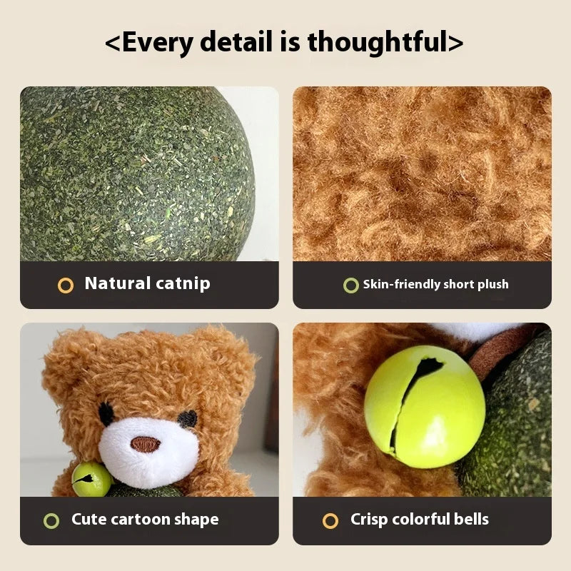 Interactive Catnip Plush Character Toy | Self-Entertainment Dental Chew with Built-In Bell