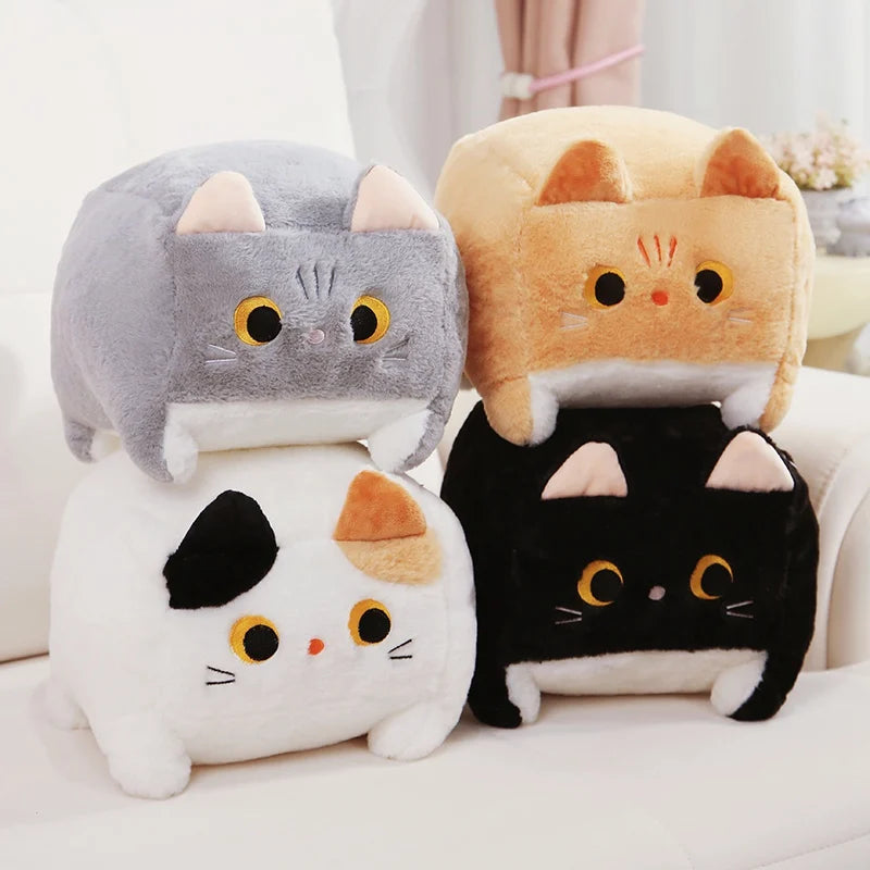 Kawaii Fluffy Chonk Standing Fuzzy Cube Cat Plushie