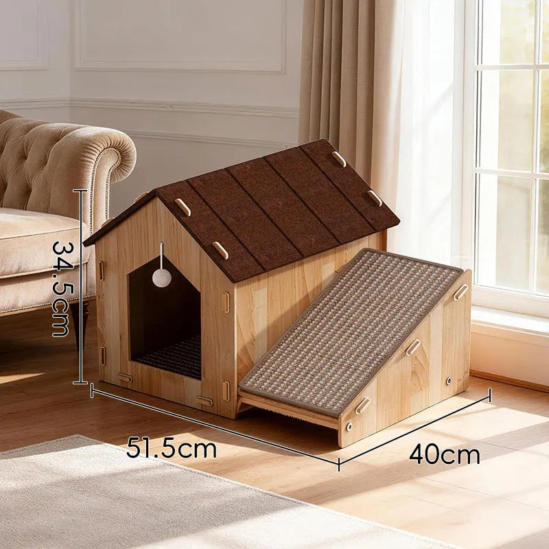 Integrated Double-Layer Cat House & Jute Scratching Board