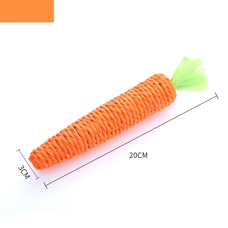 Interactive Carrot Cat Chew Toy | Bite-Resistant Natural Paper Rope Dental Scratcher
