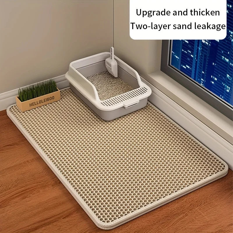 Double-Layer Honeycomb Cat Litter Mat | Waterproof Scatter-Control Trapping Pad