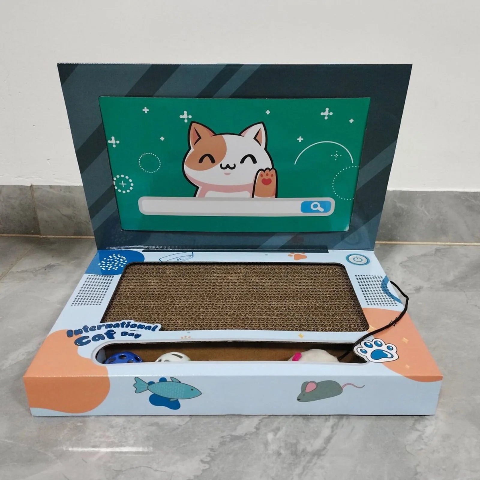 Serenable 3-in-1 Foldable Cat "Laptop" Scratcher & Interactive Play Station