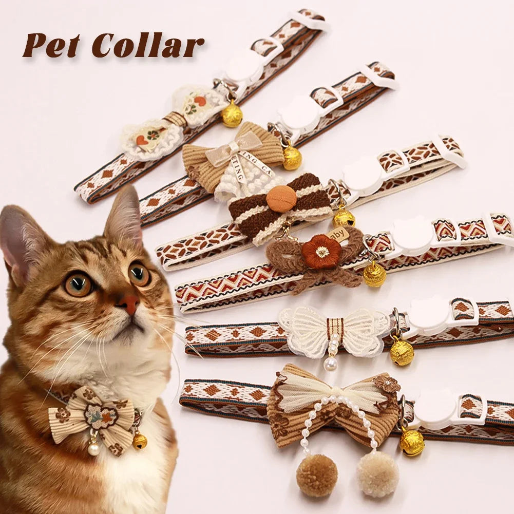 Adjustable Cartoon Print Cat Collar with Location Bell