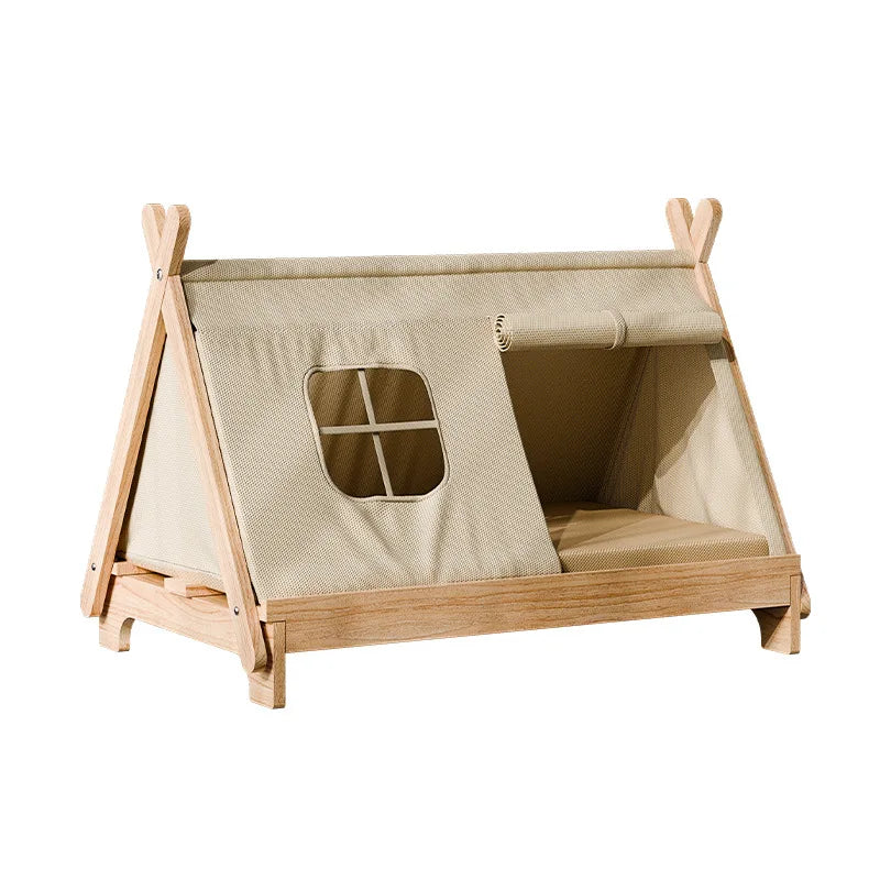The Sanctuary Elevated Solid Wood Cat Tent Bed