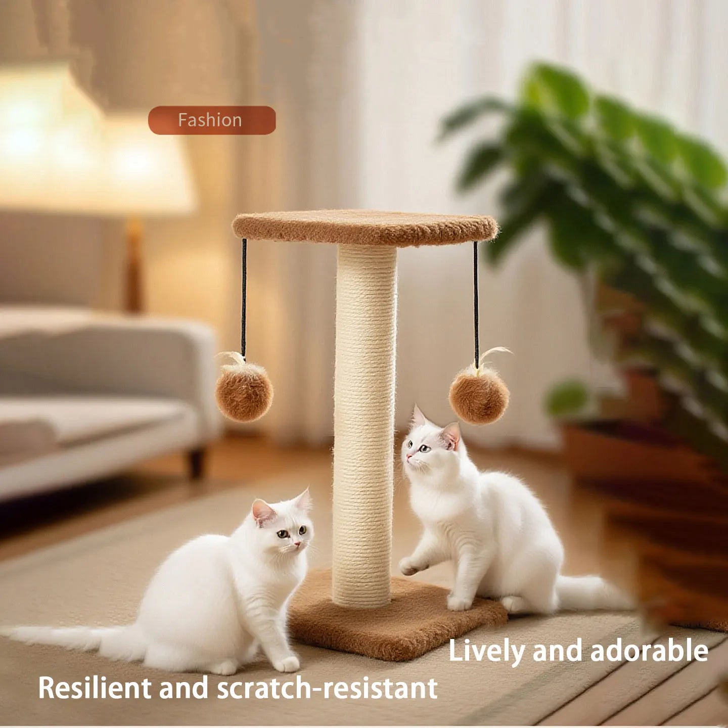 Agave Cactus Kitten Scratching Post with Teaser Toy