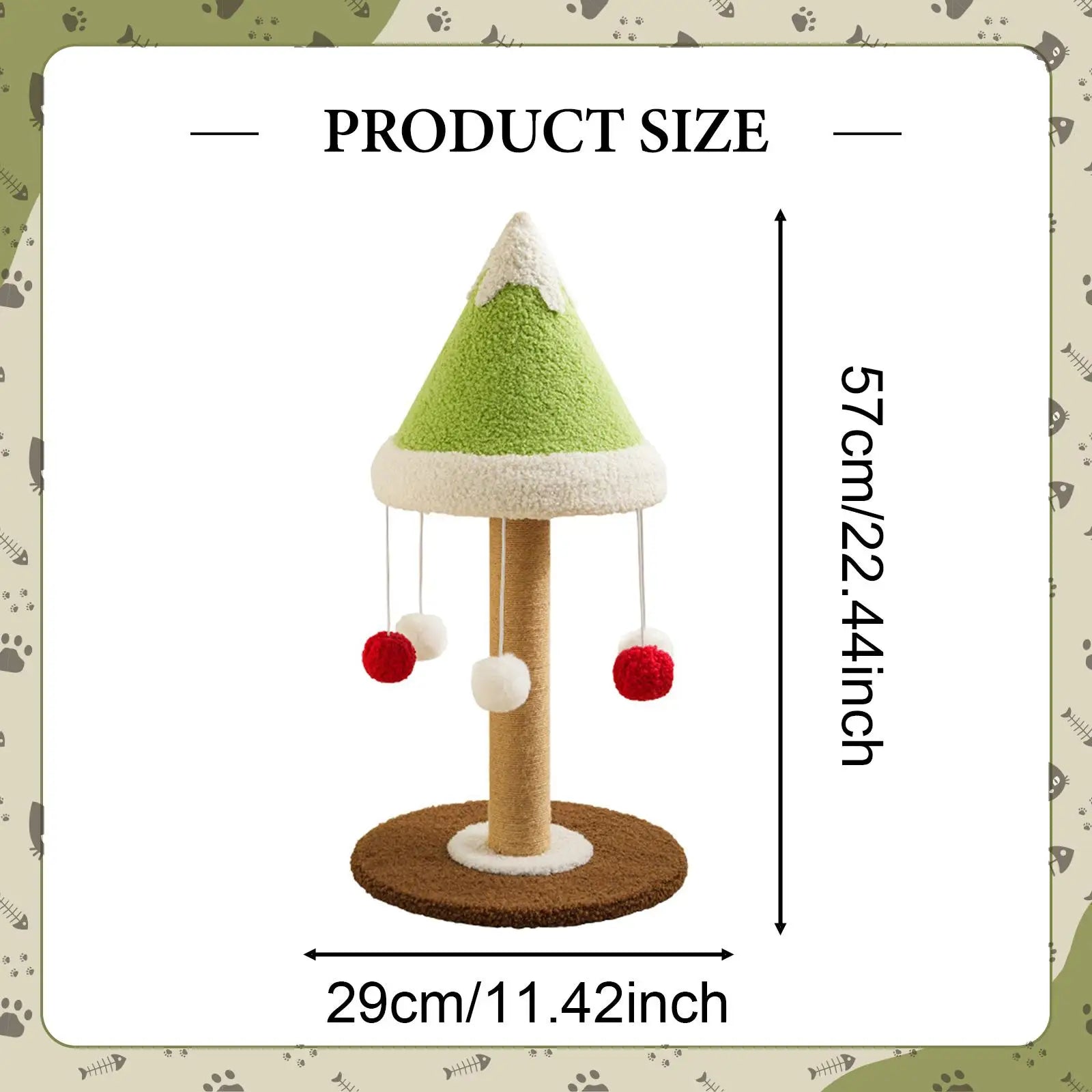 Serenable Mini Christmas Tree Cat Scratching Post with Interactive Hanging Toys