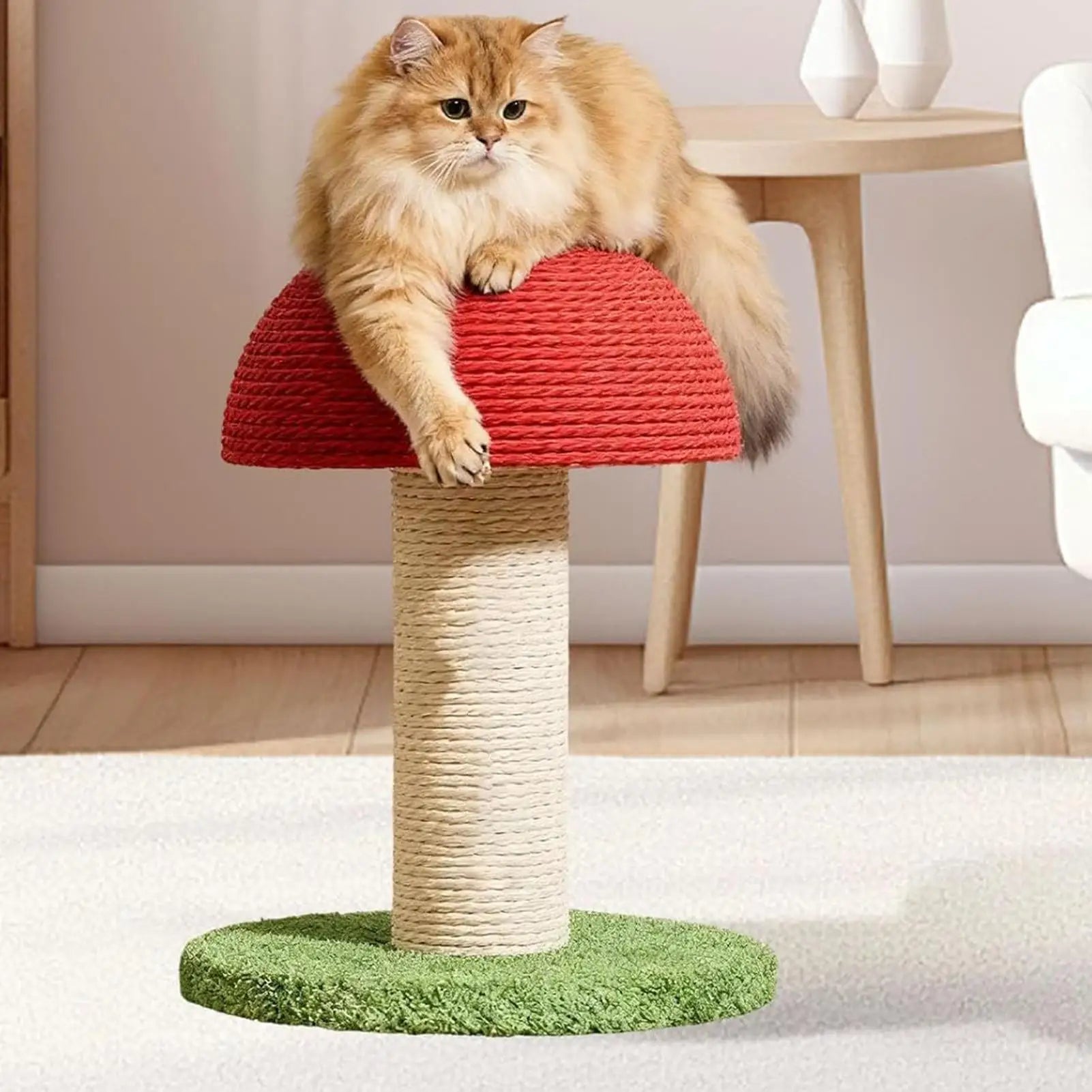 Mushroom Castle Mini Cat Scratching Post | Modern Natural Sisal Vertical Claw Scratcher