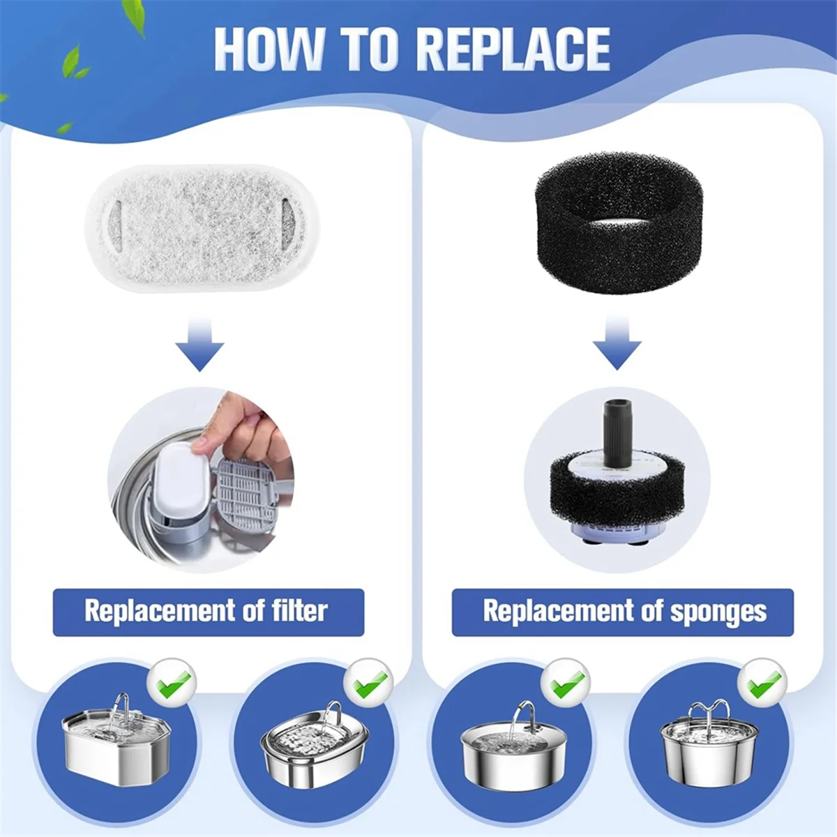 48-Pack Cat Water Fountain Filters & Replacement