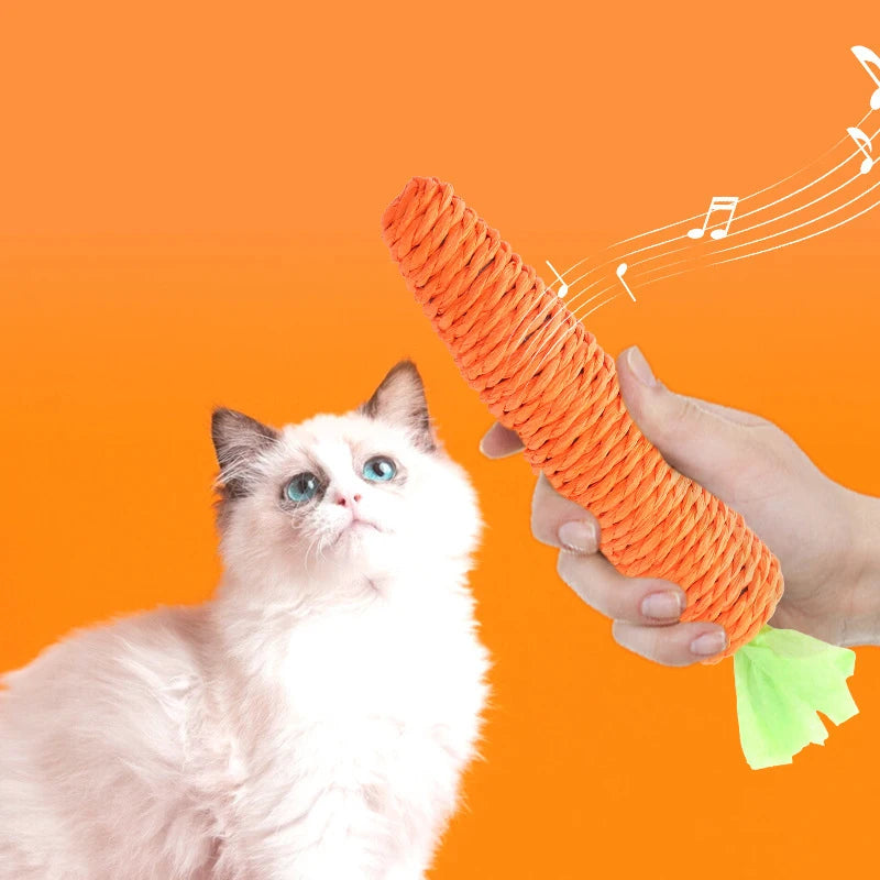 Interactive Carrot Cat Chew Toy | Bite-Resistant Natural Paper Rope Dental Scratcher