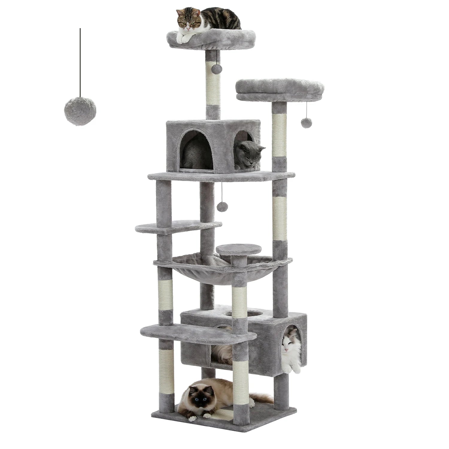 Deluxe 8-Level Multi-Cat Tree Tower with Spacious Hammock & Scratching Board (183cm)