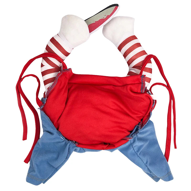 Funny Novelty Cat Halloween Chucky Cosplay Costume - Creative 3D Party Jumpsuit with Foam Prop