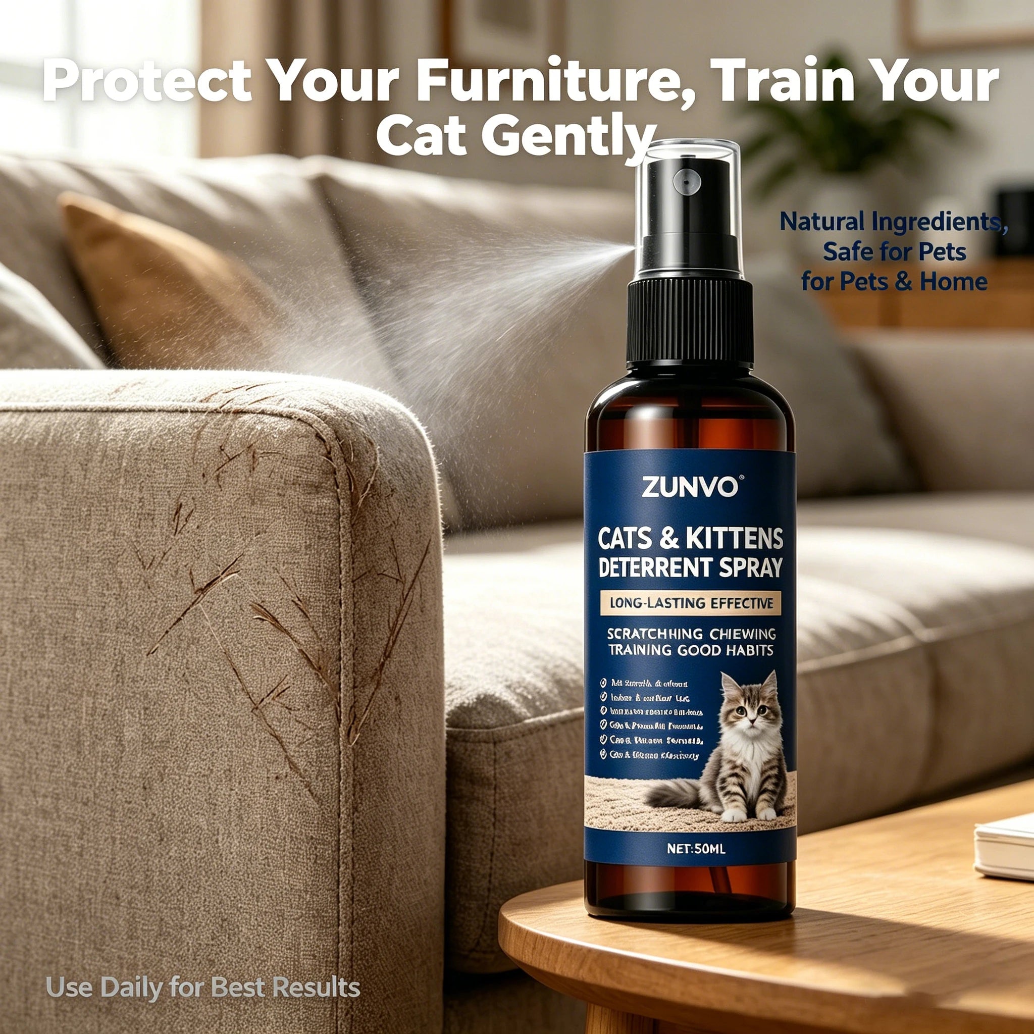 Safe & Gentle Cat Deterrent Spray Anti-Scratch & No-Chew Training Aid