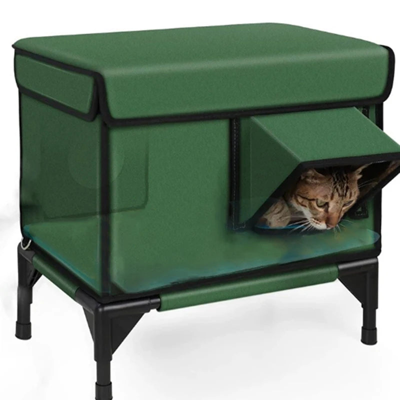 Insulated Waterproof Outdoor Cat House with Escape Door