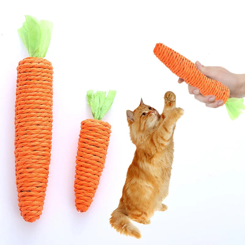 Interactive Carrot Cat Chew Toy | Bite-Resistant Natural Paper Rope Dental Scratcher