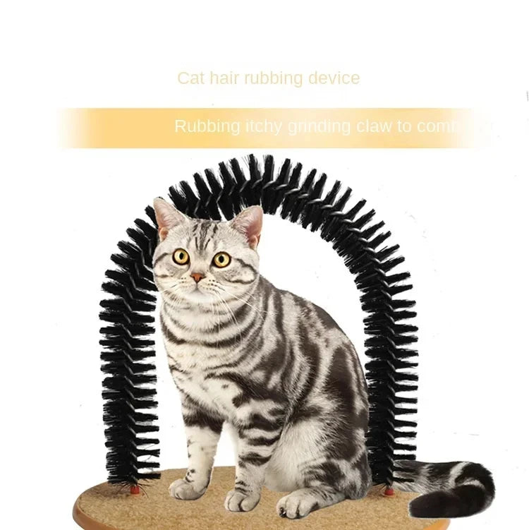 3-in-1 Cat Grooming Arch & Scratching Pad | Interactive Self-Massage Bristle Toy