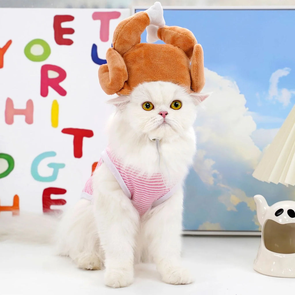 Feast Mode Turkey & Chicken Leg Pet Costume Hat