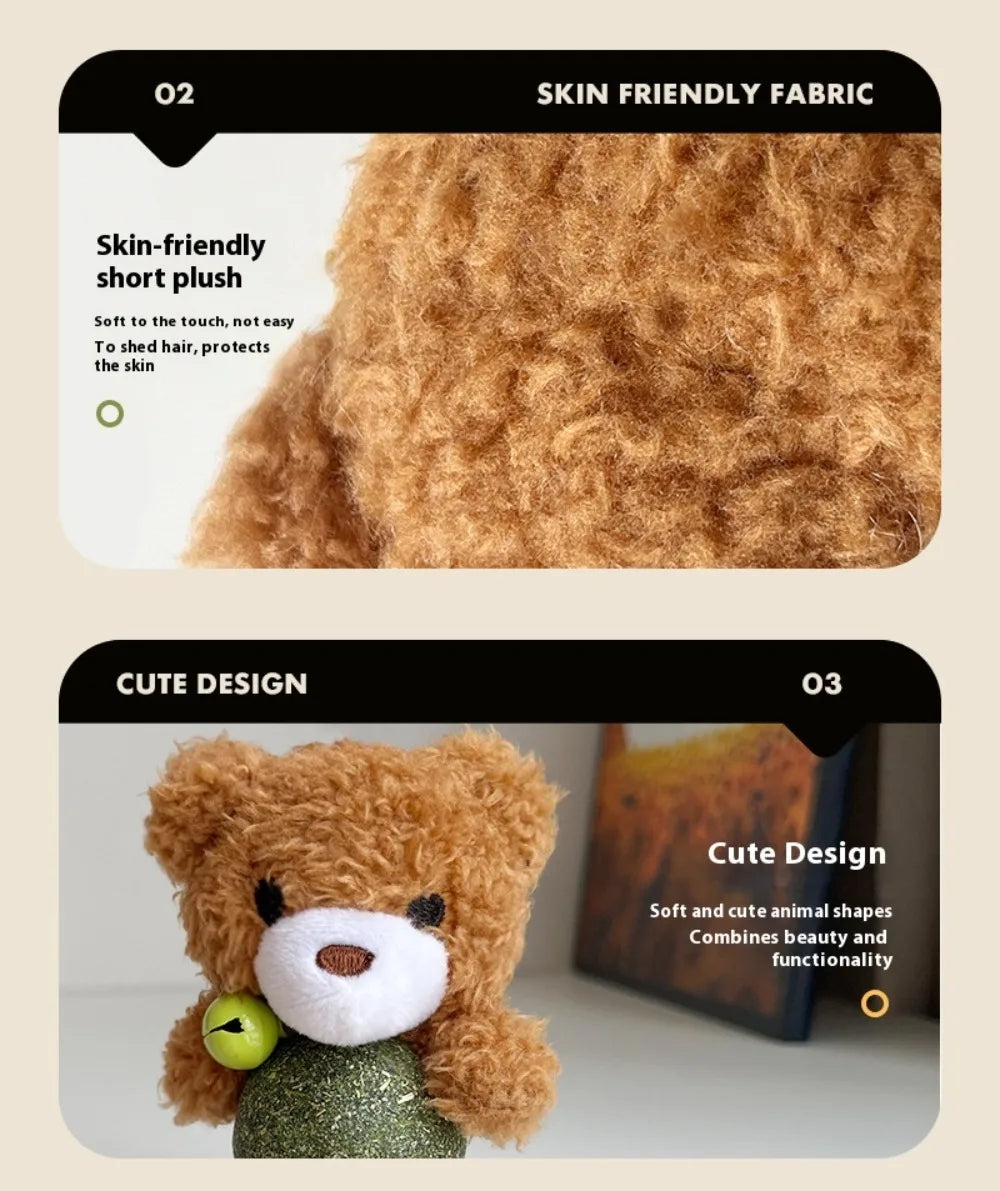 Interactive Catnip Plush Character Toy | Self-Entertainment Dental Chew with Built-In Bell