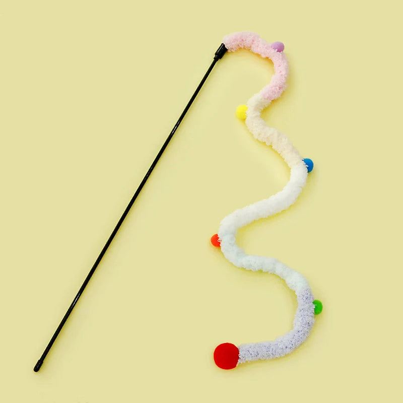 Colorful Caterpillar Interactive Cat Teaser Wand