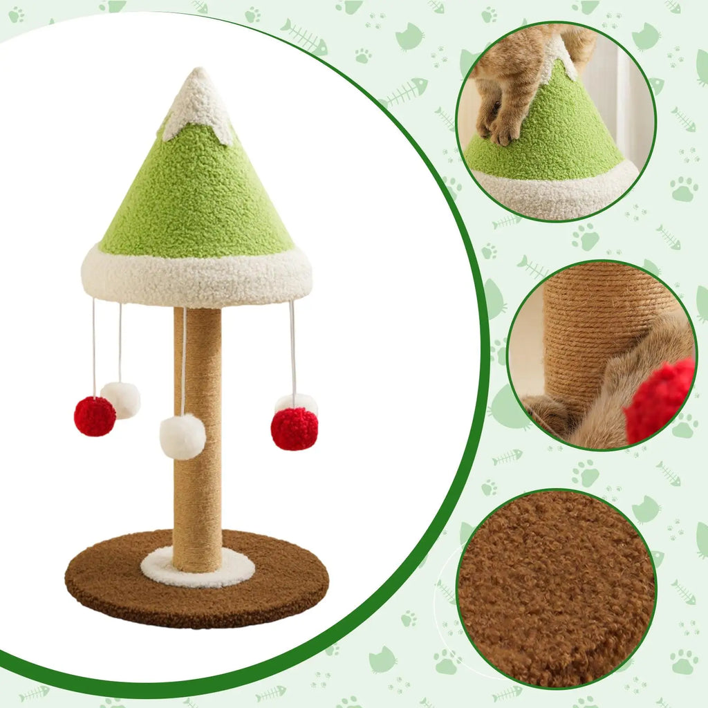 Serenable Mini Christmas Tree Cat Scratching Post with Interactive Hanging Toys