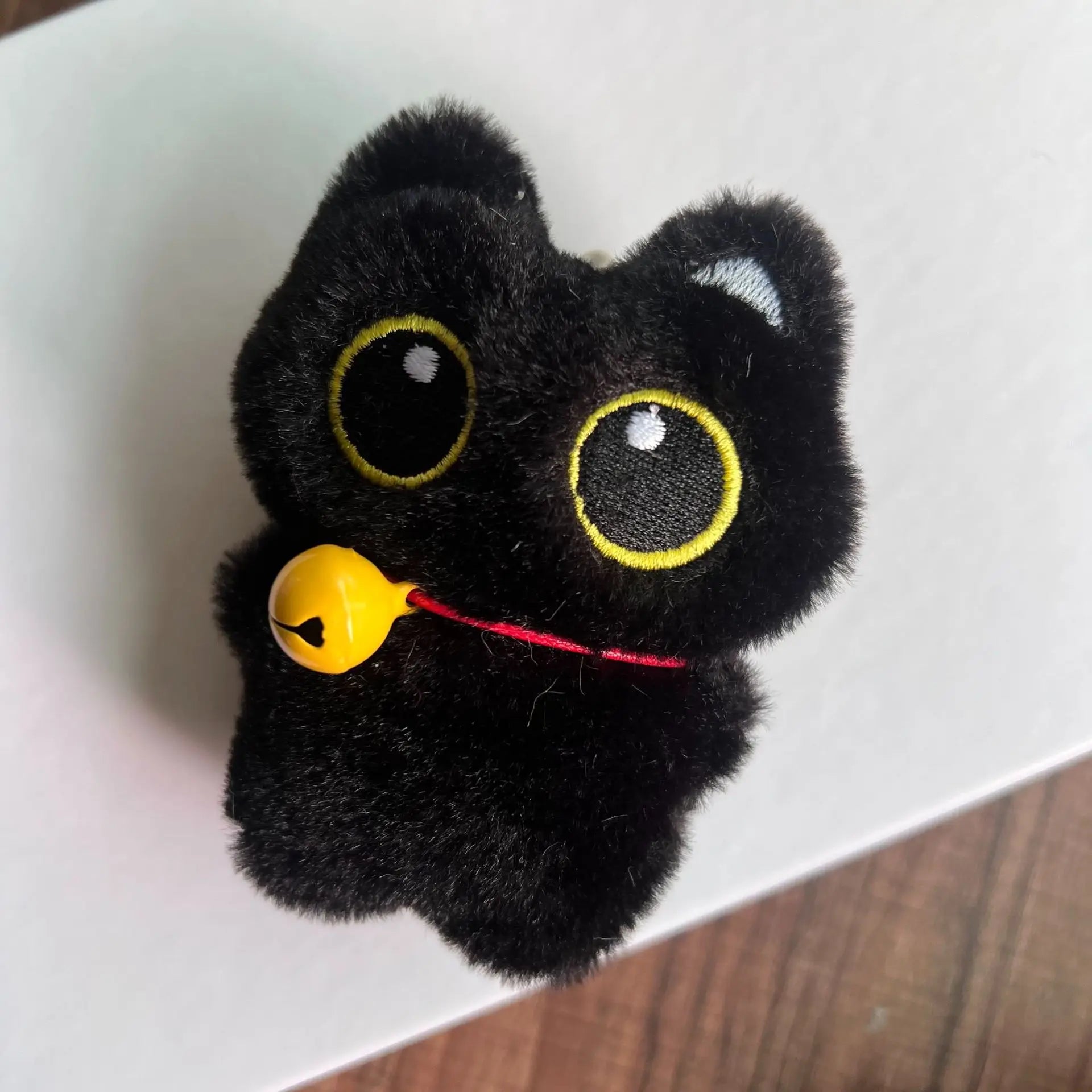 Cute Pilot Plush Black Cat Keychain