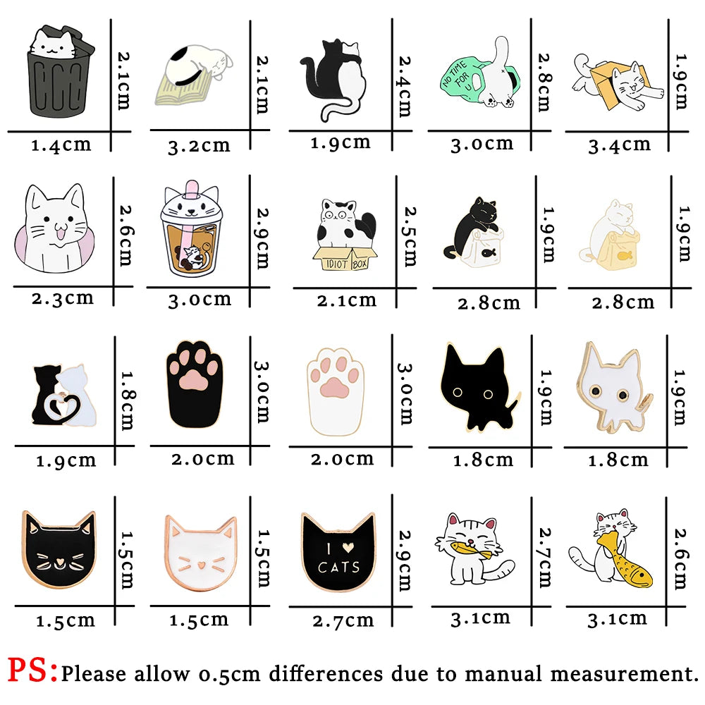 Edgy, Cute, Rebel, Punk Black-White Cat with Knife Enamel Pin