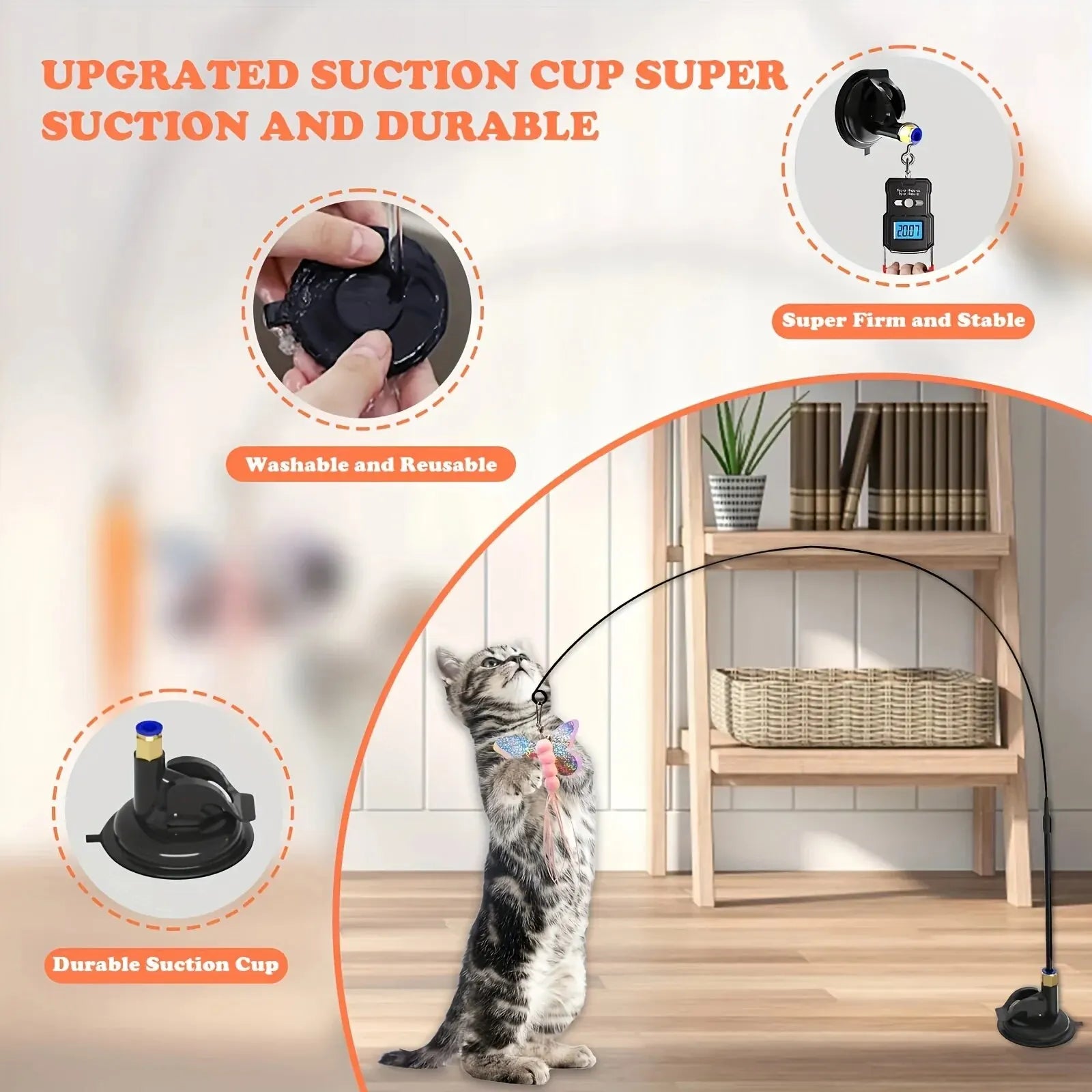 Hands-Free Suction Cup Cat Feather Wand – The Ultimate Boredom Buster!
