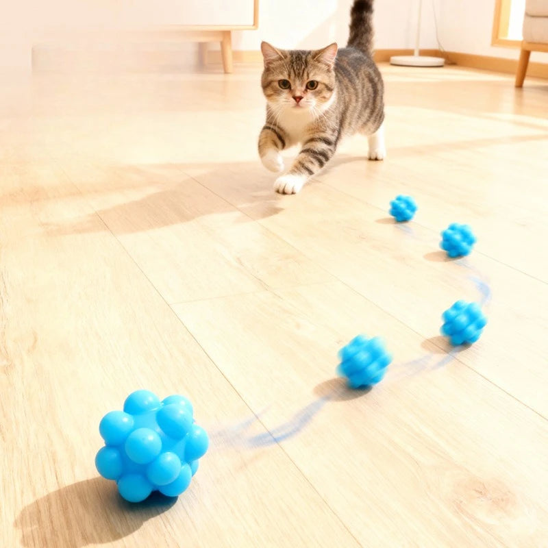 High-Elasticity Silicone Cat Chew Ball | Interactive Bouncy Chase & Dental Teeth Cleaning Toy