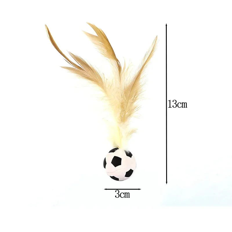 Elastic Silicone Bouncy Ball with Feathers Cat Toy