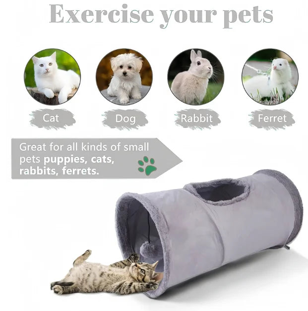 Foldable Suede Plush Cat Tunnel