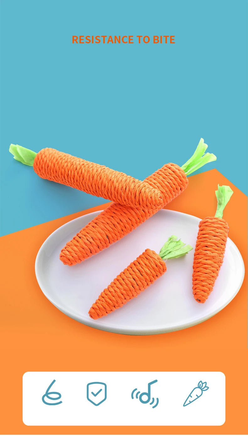 Interactive Carrot Cat Chew Toy | Bite-Resistant Natural Paper Rope Dental Scratcher