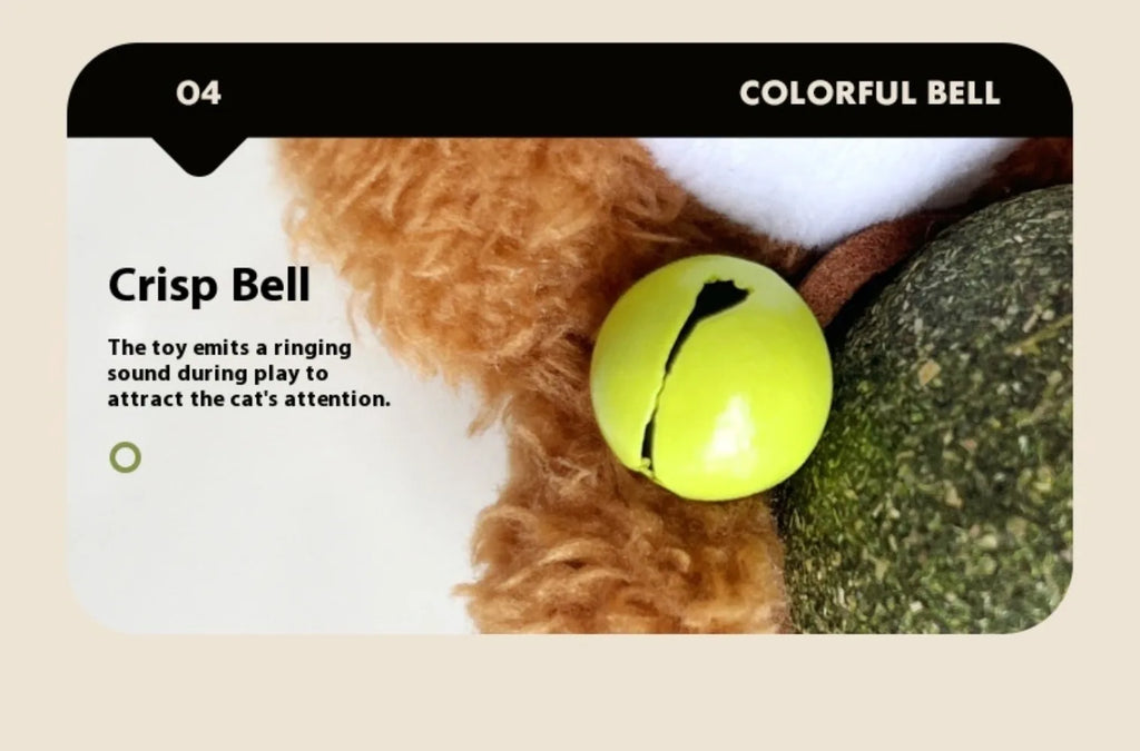 Interactive Catnip Plush Character Toy | Self-Entertainment Dental Chew with Built-In Bell