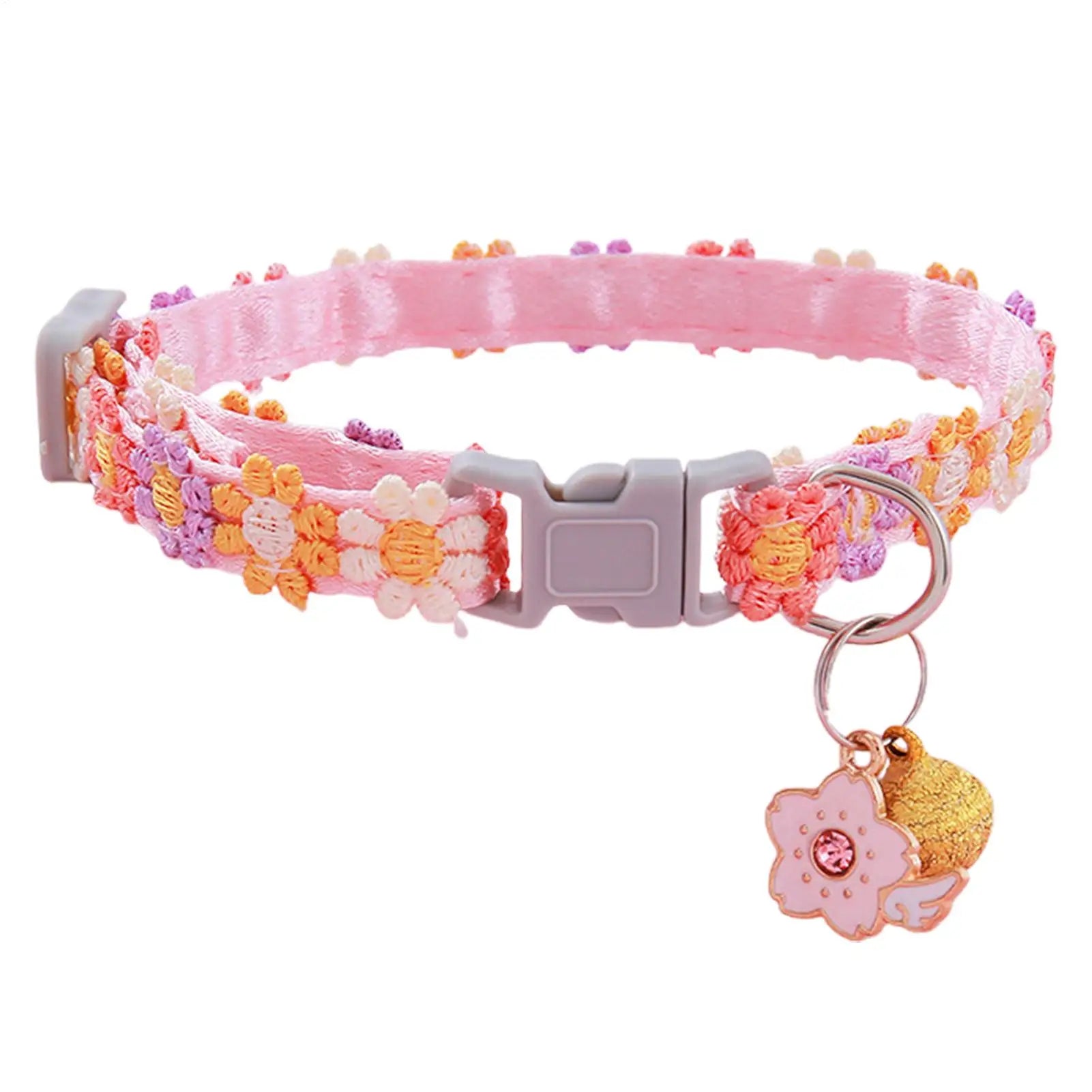 Adjustable Flower Breakaway Cat Collar with Detachable Bell