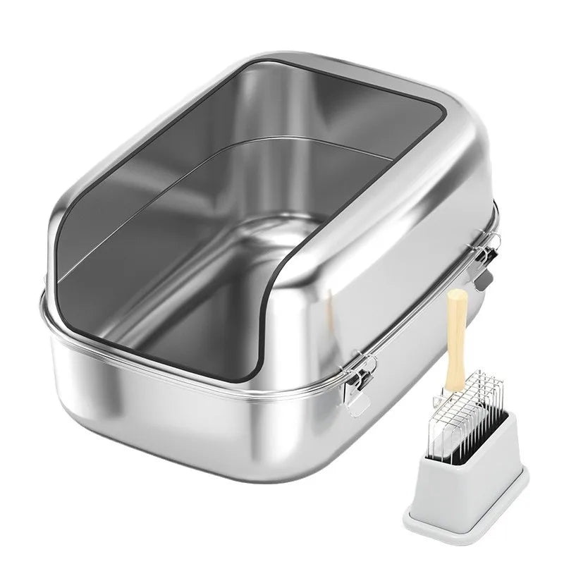 Extra Large Stainless Steel High-Sided Litter Box