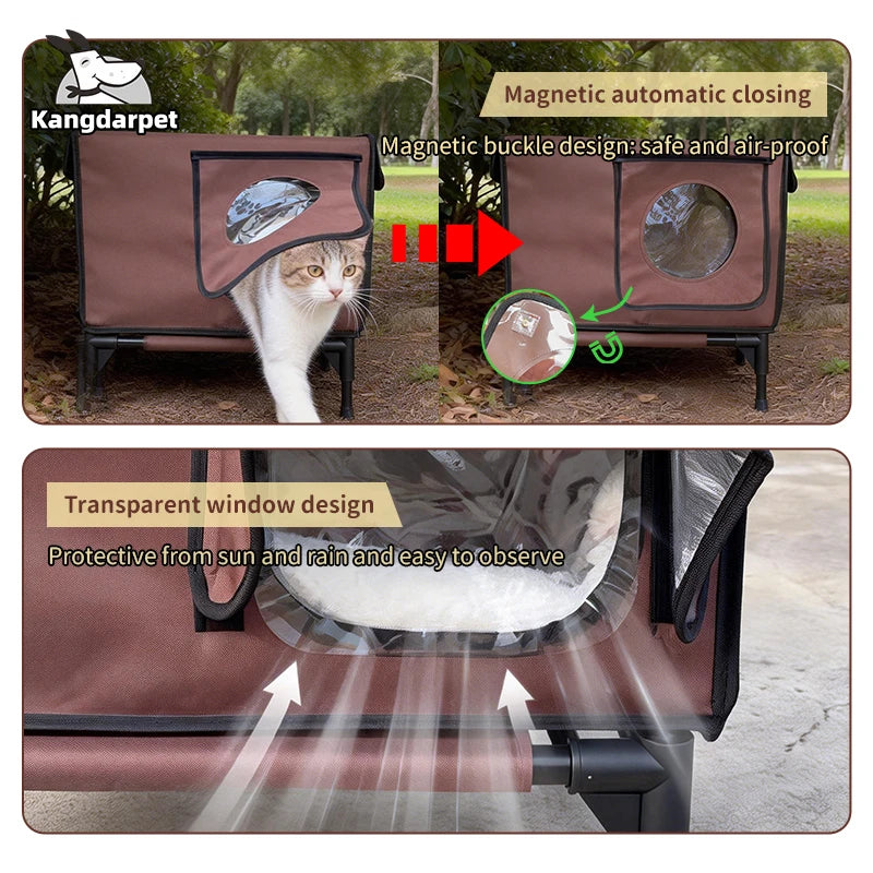 Insulated Waterproof Outdoor Cat House with Escape Door