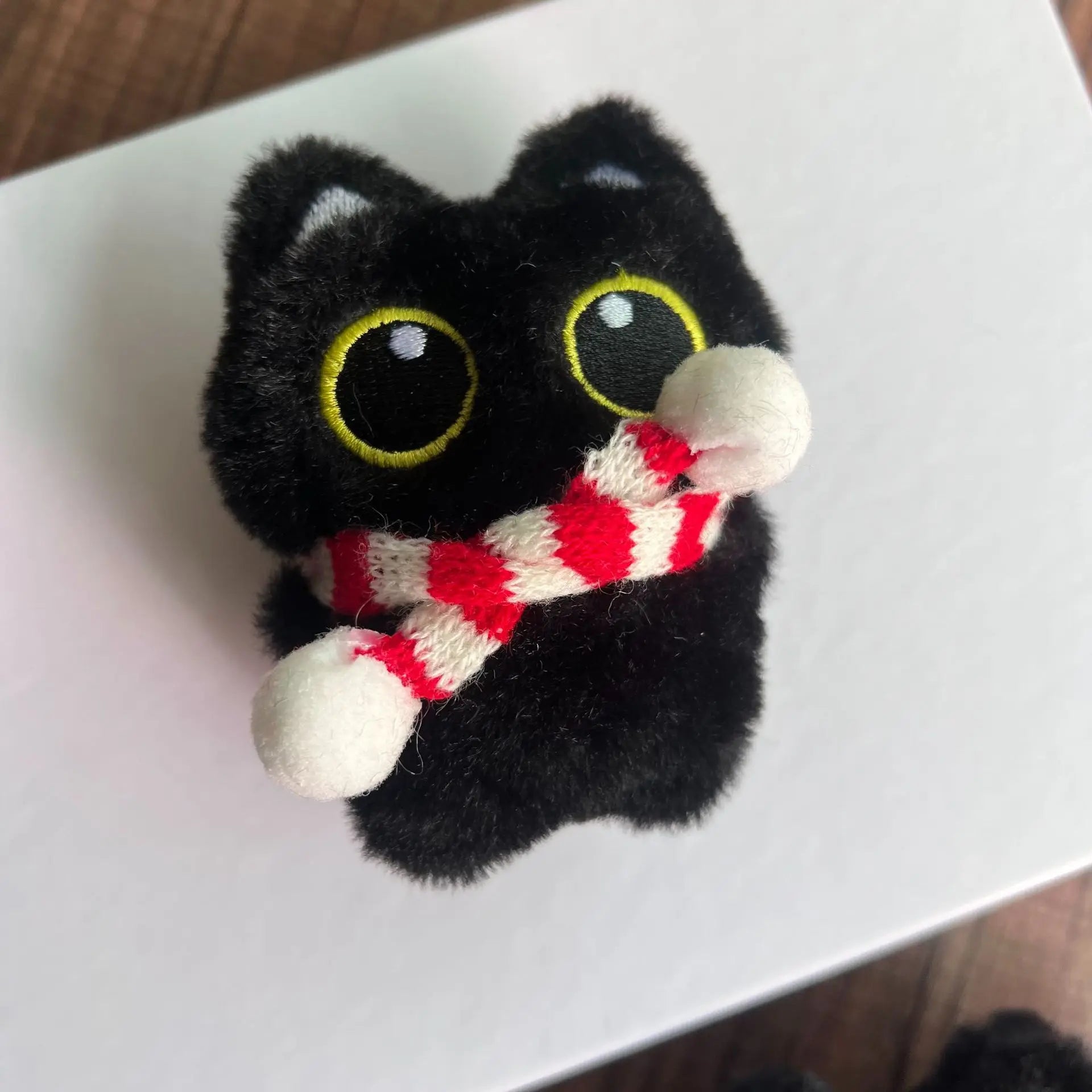 Cute Pilot Plush Black Cat Keychain