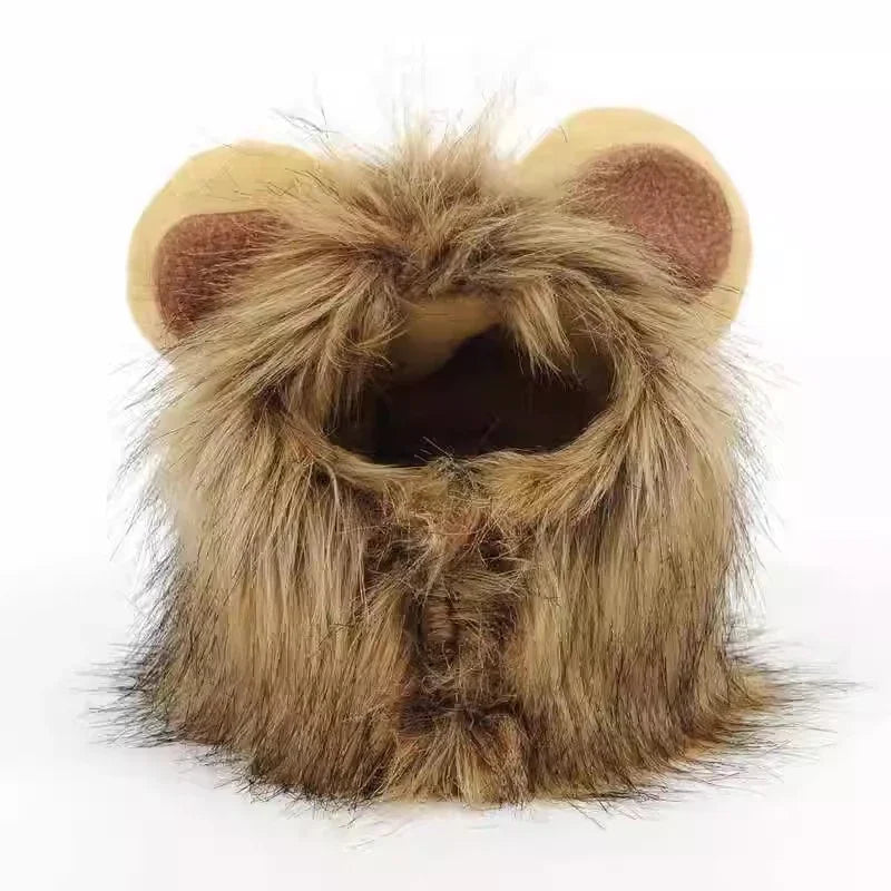 Majestic Lion Mane Cat Wig Hat - Adorable Pet Cosplay Costume with Ears
