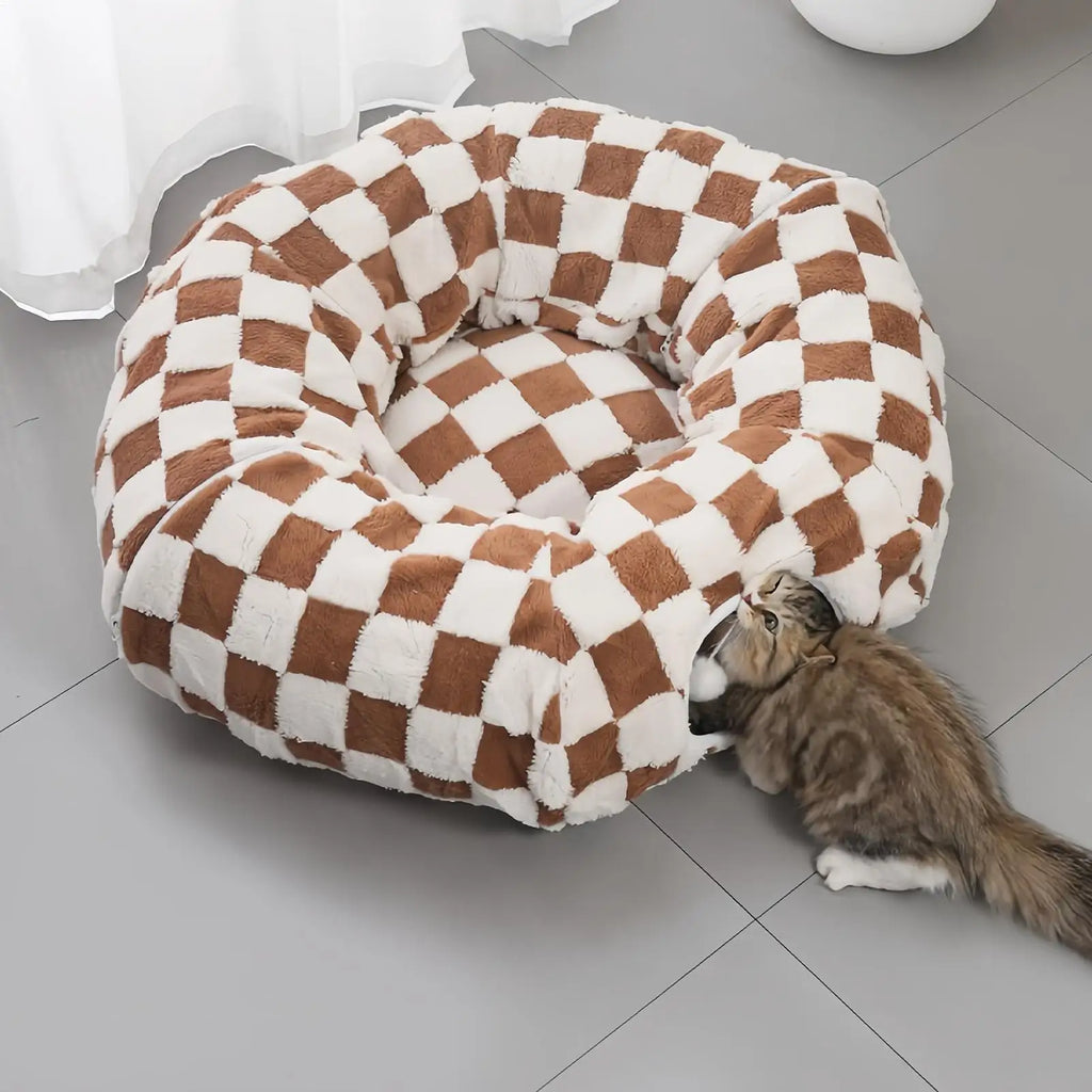 Detachable Round Donut Cat Tunnel Bed
